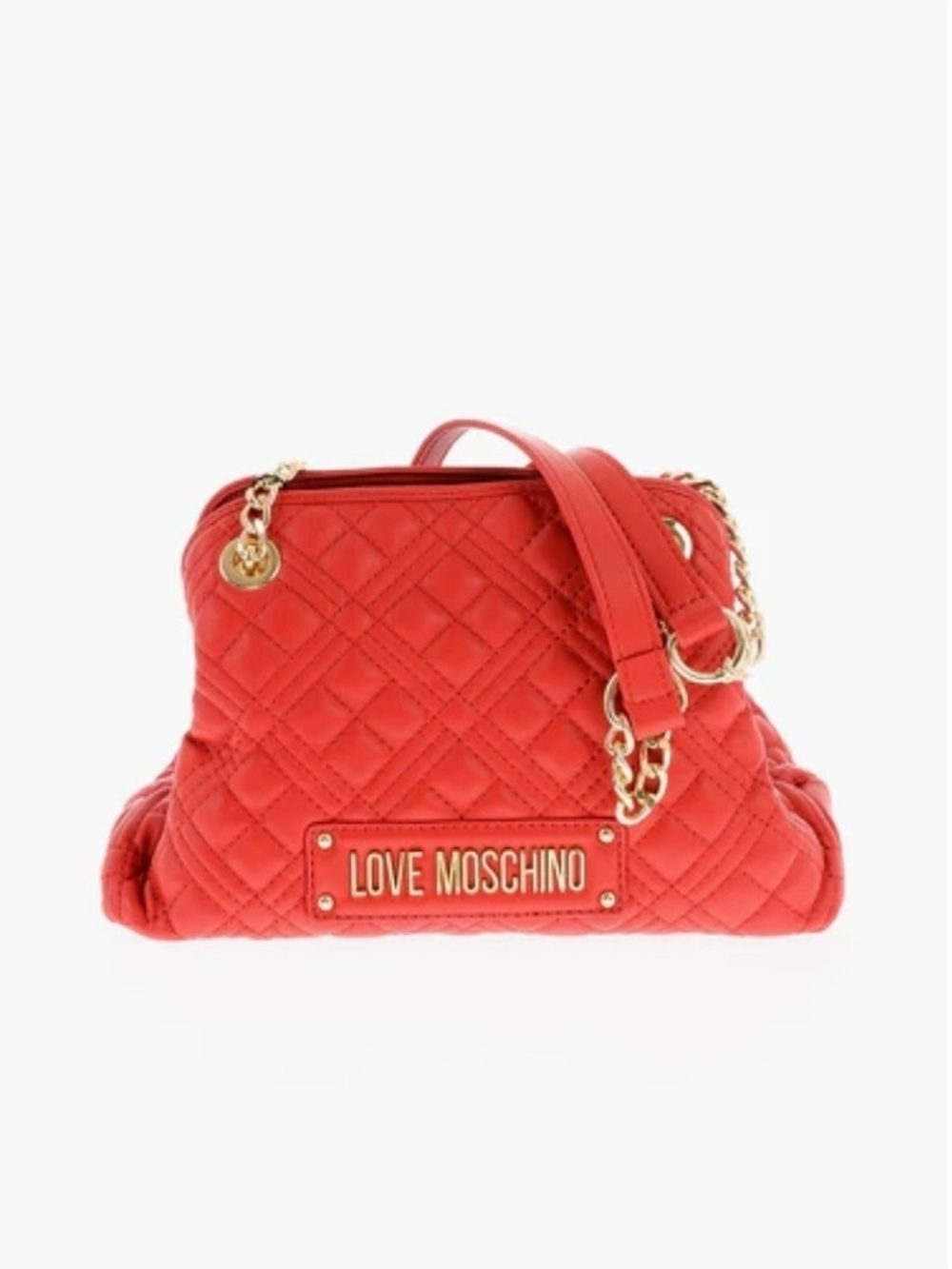 Love Moschino Quilted Red Shoulder Bag with Gold Hardware
